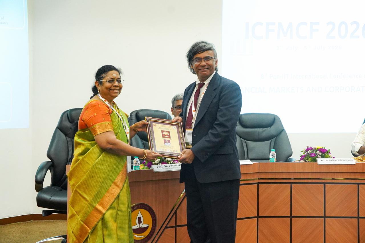 Certificate of appreciation presented to Prof. Avanidhar Subrahmanyam.